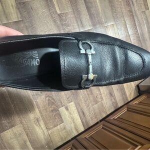 Salvatore Ferragamo Black Leather Slip-Ons